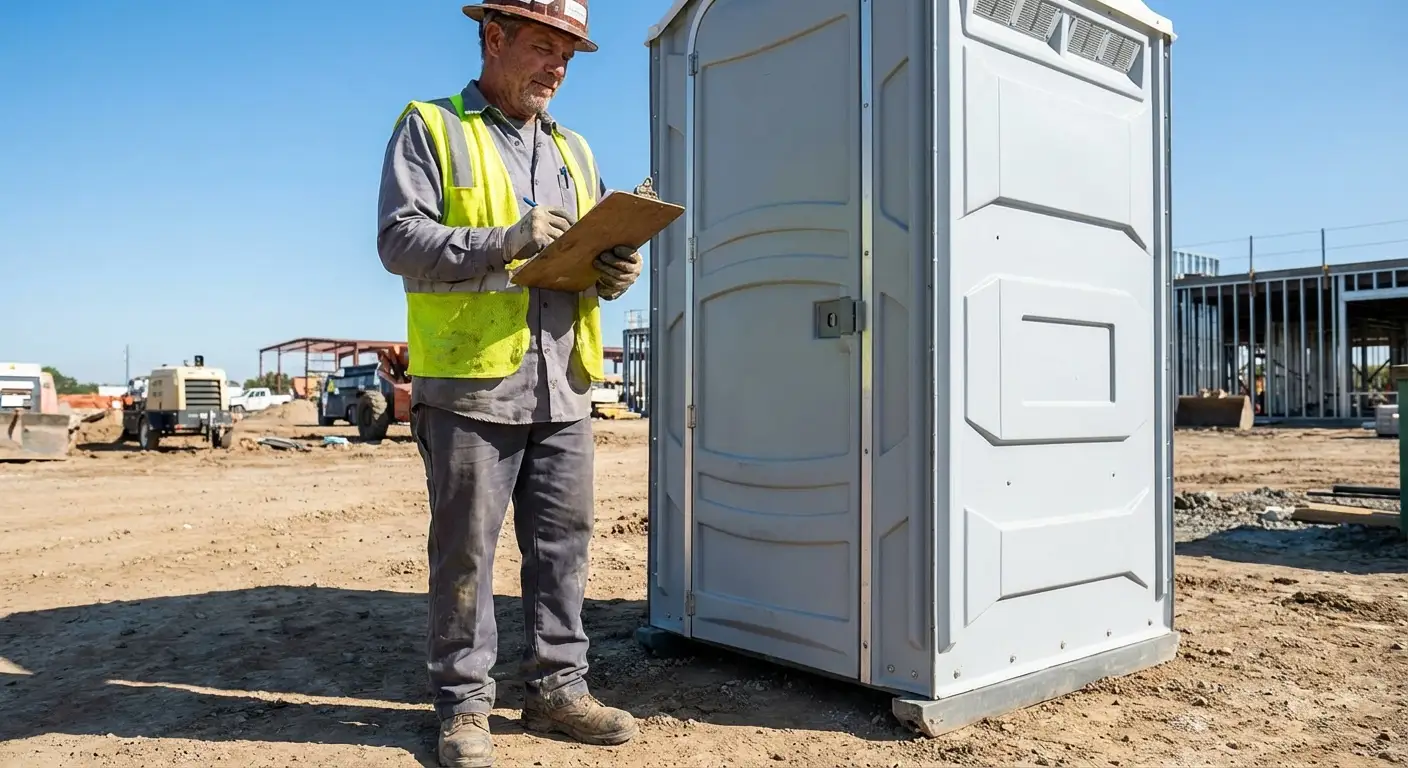 Portable toilet delivery truck ready for service in Augusta, GA